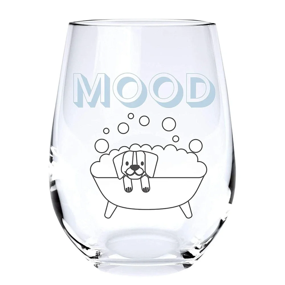 Dog‎ Bath Mood Stemless Wine Glass 17 oz Novelty Fun Gift New